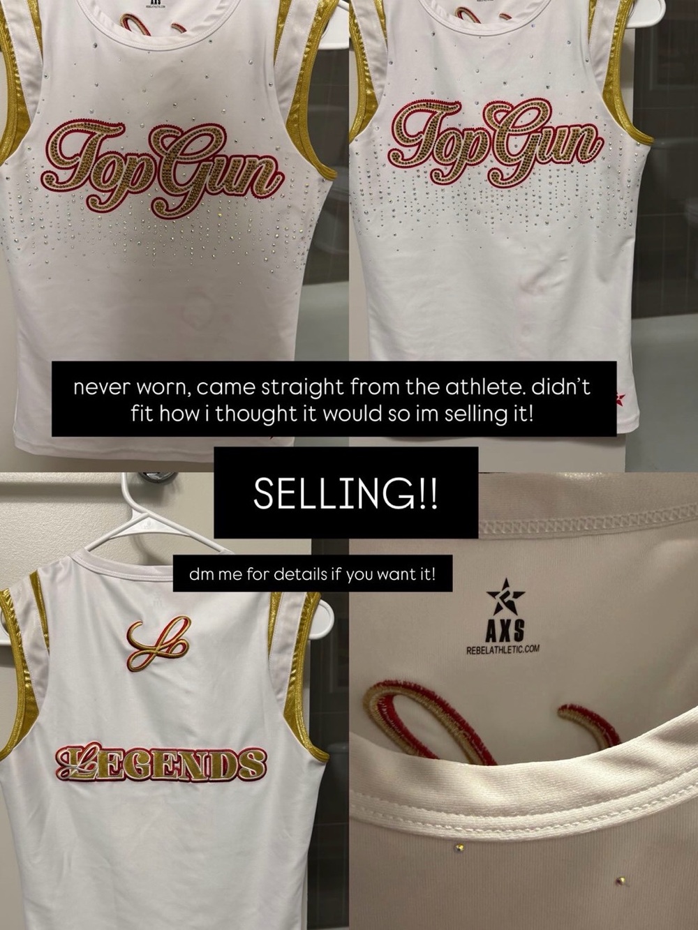 Top Gun Legends White & Gold Sleeveless Tank Top by Rebel
